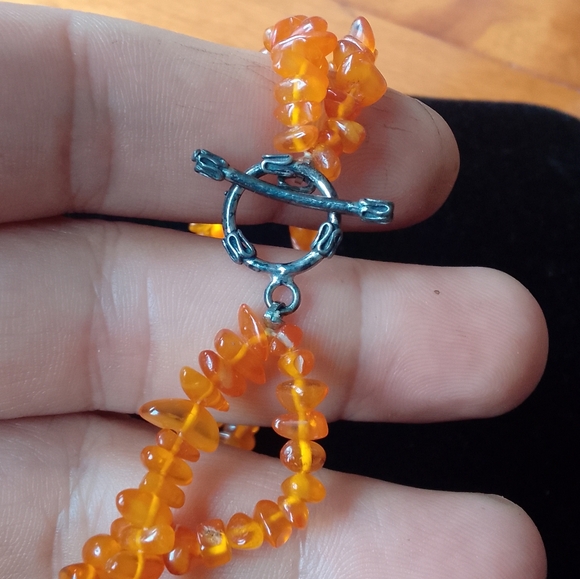VTG Amber Necklace With Silvre Clasp - Picture 4 of 9